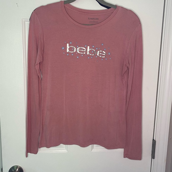 Y2K VTG retro Bebe long sleeve top sparkle blouse - Picture 2 of 13